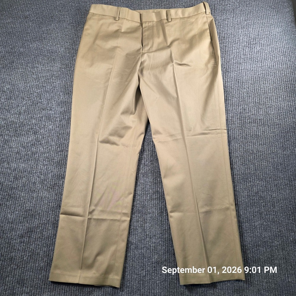 Perry Ellis Portfolio Mens Premium Flex Twill Khaki Dress Pants 38x30 Tan Slacks
